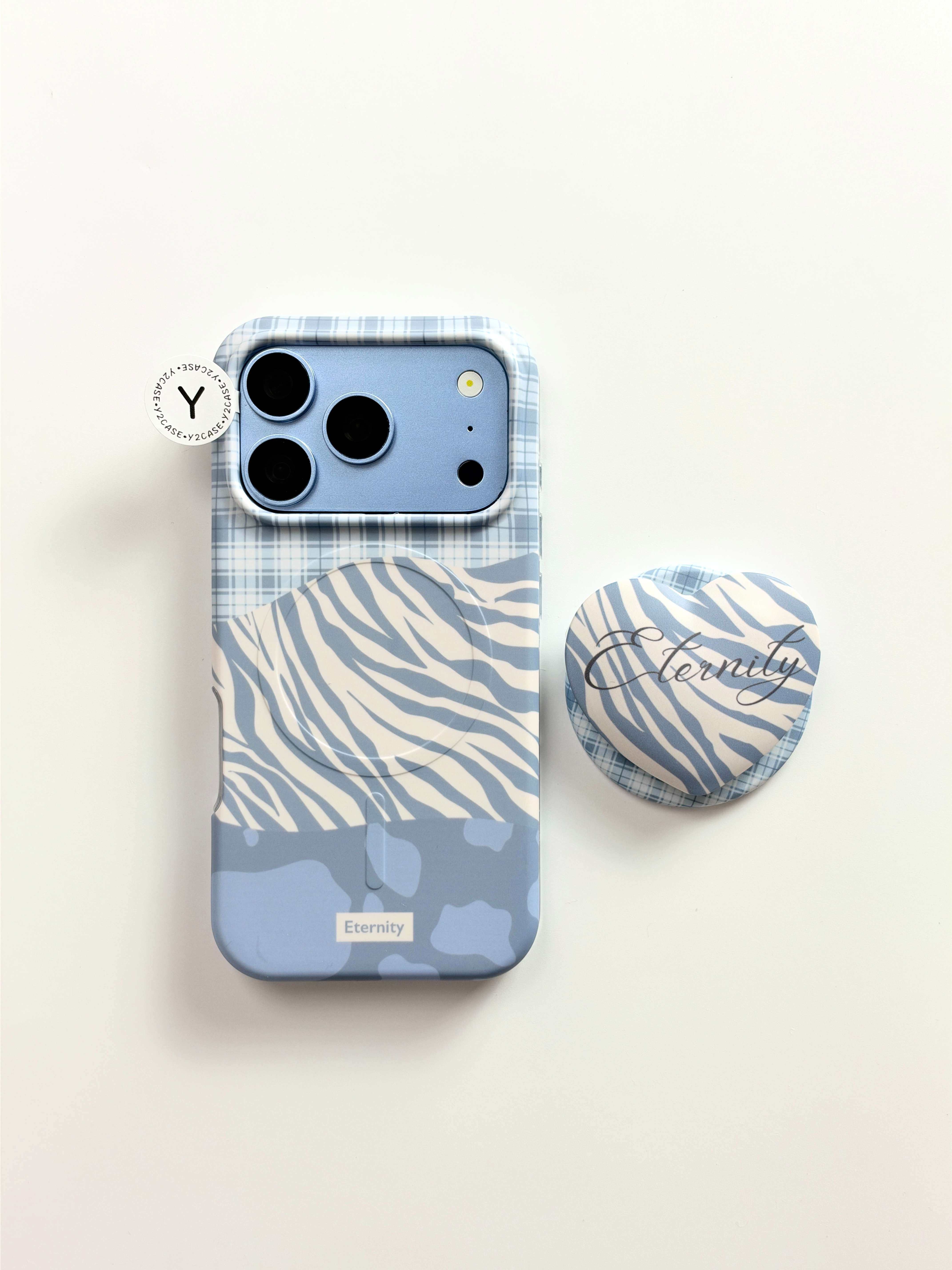 西多士磁吸壳ins风简约雾霾蓝斑马纹手机壳适用iPhone18系列苹果17新款16