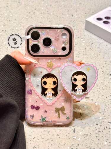 西多士可爱镂空爱心大眼女孩适用苹果17promax手机壳16iphone15