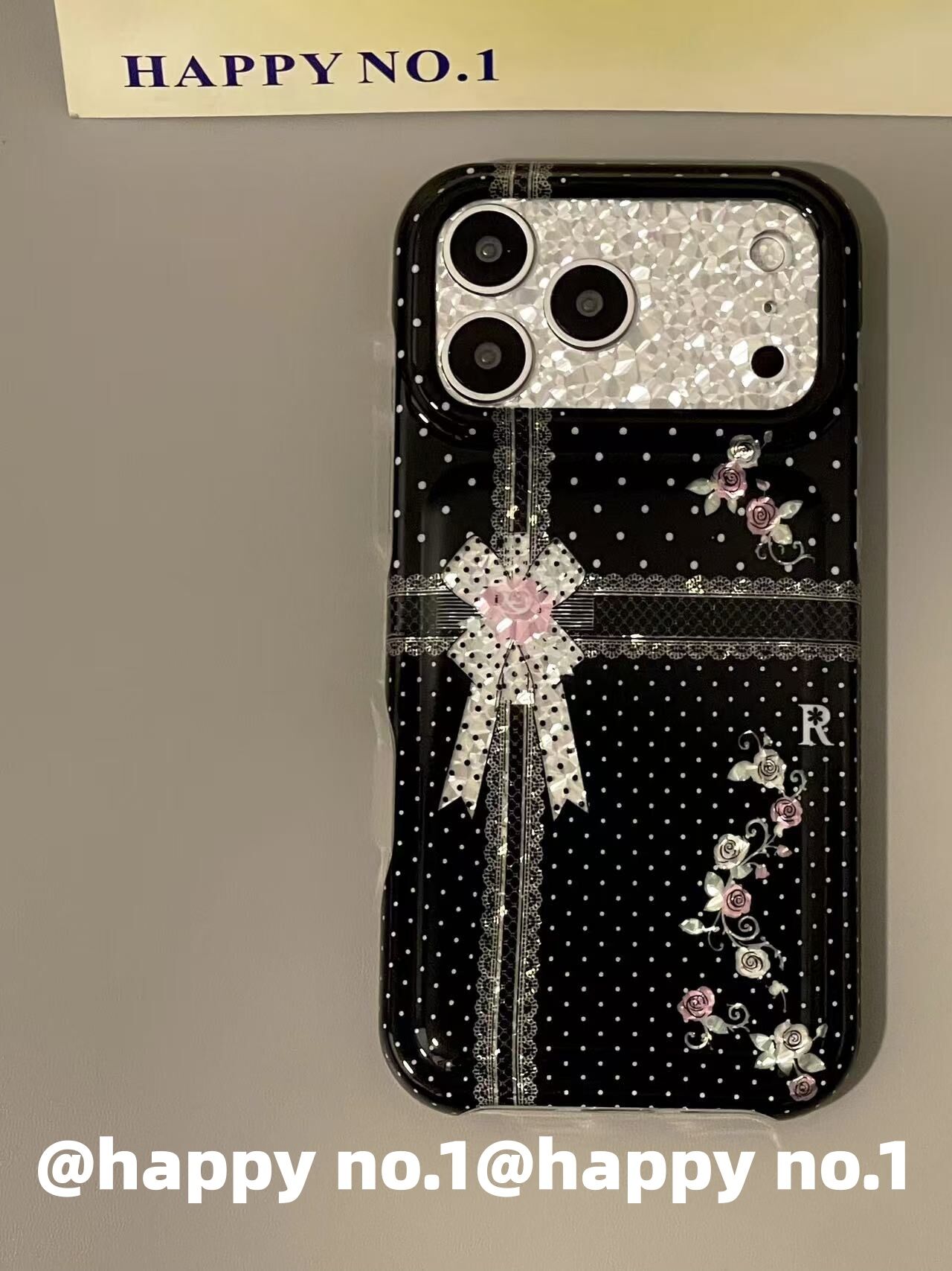 西多士古早闪钻黑色玫瑰花蝴蝶结适用苹果iPhone手机壳防摔双层全包防水