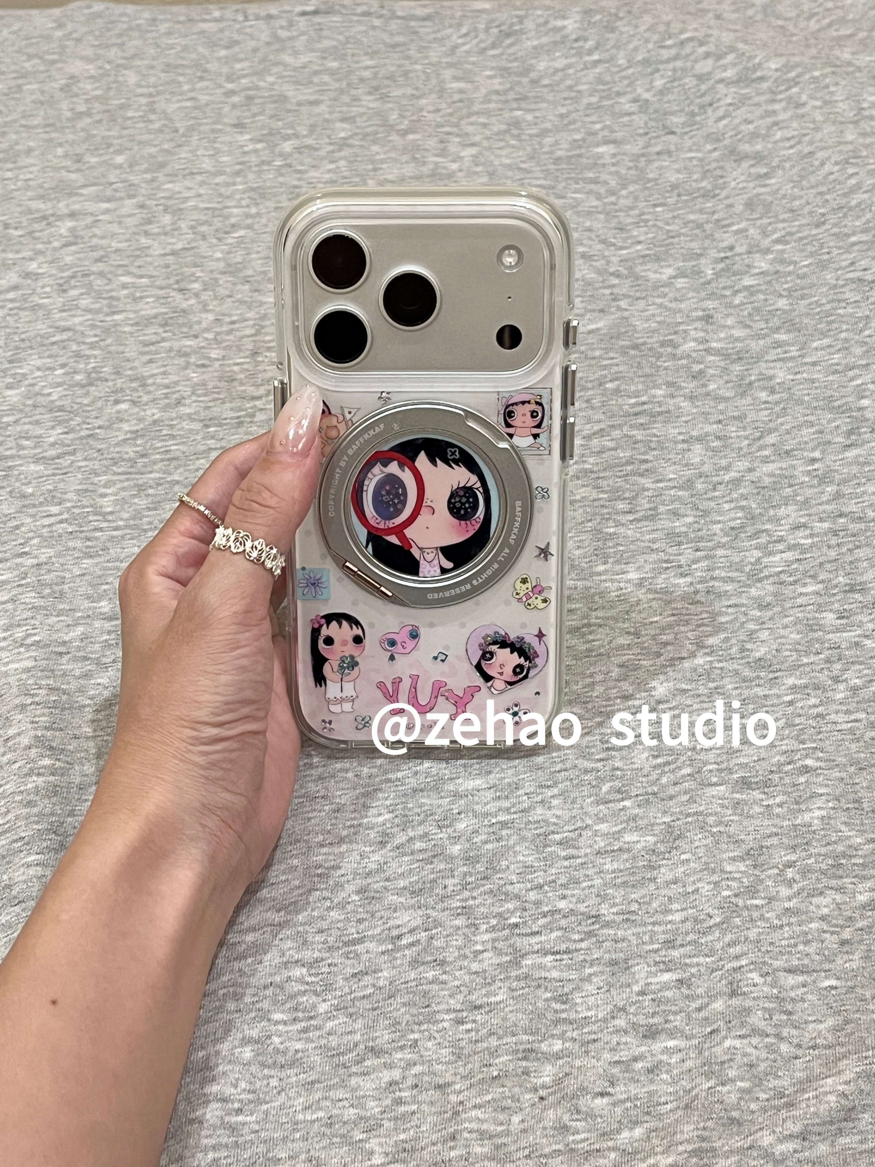 西多士360支点支架放大镜小玉适用苹果17pro双层iphone16可爱15手机壳