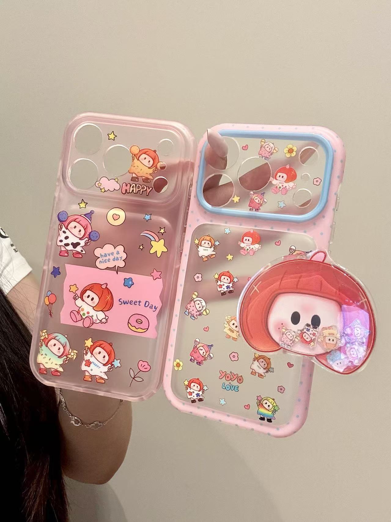 西多士适用于iphone18promax手机壳童趣17透粉底风车沙锤不同发色女孩16