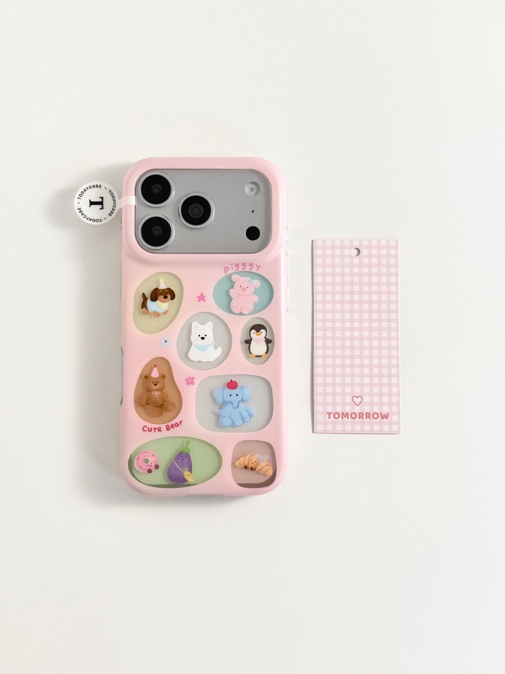 西多士粉底透彩色小动物标签适用苹果17pro双层iPhone16可爱15手机硬壳