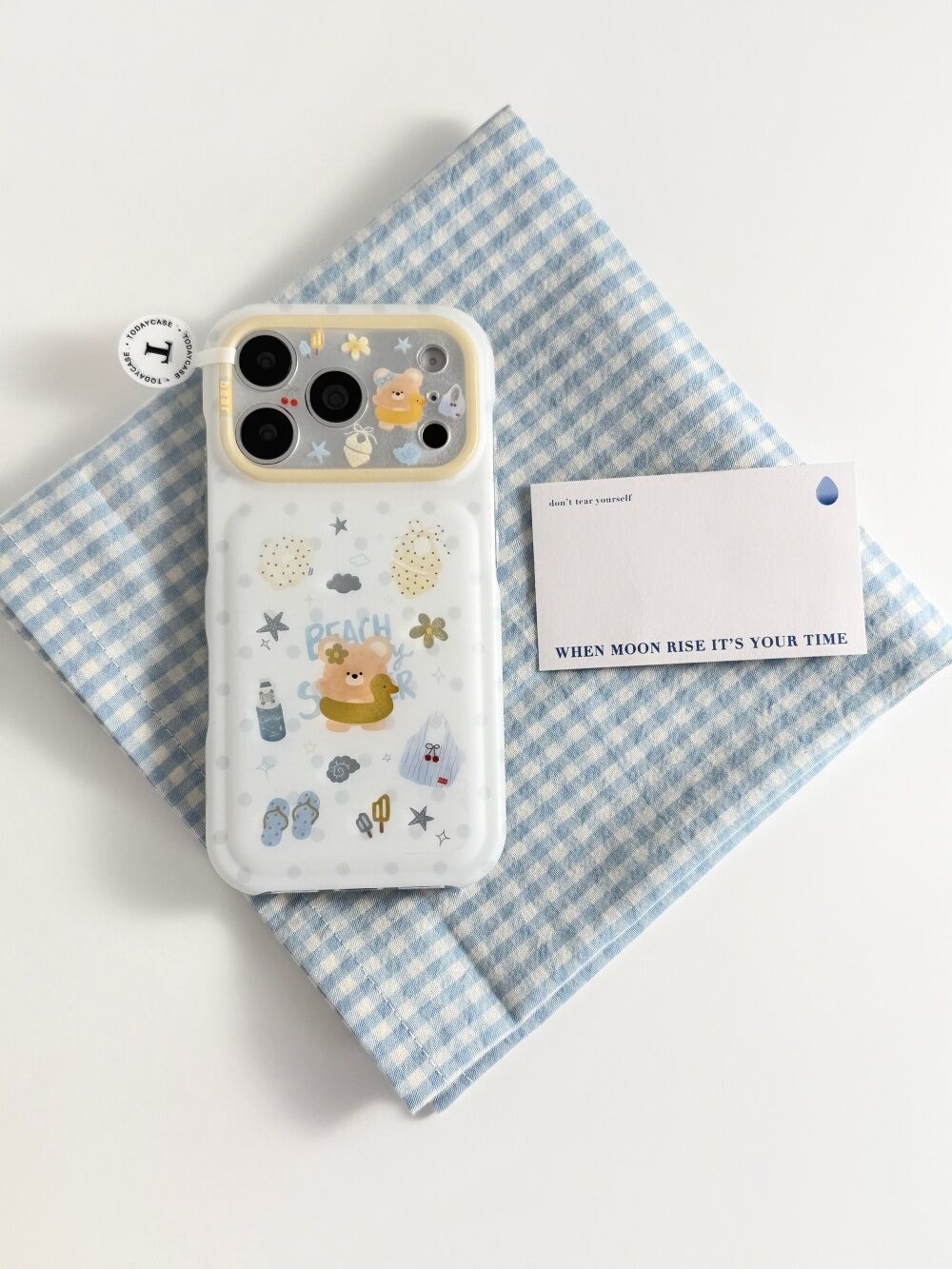 西多士可爱游泳圈小熊插画适用苹果17pro全包iphone16韩系15磨砂手机壳