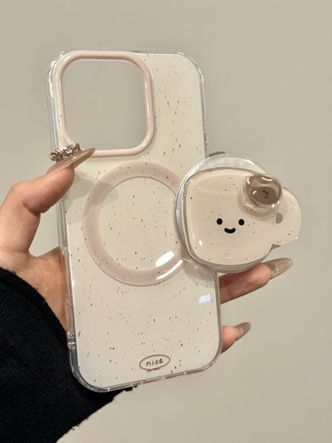 西多士白色泼墨咖啡豆磁吸支架适用苹果17promax手机壳iphone13新款15promax女款14双层壳小众简约16全包硬壳