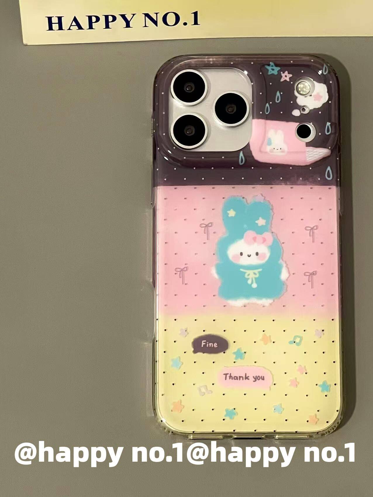 西多士ins古早蓝色雨衣兔子适用苹果iPhone手机壳防摔双层全包防水
