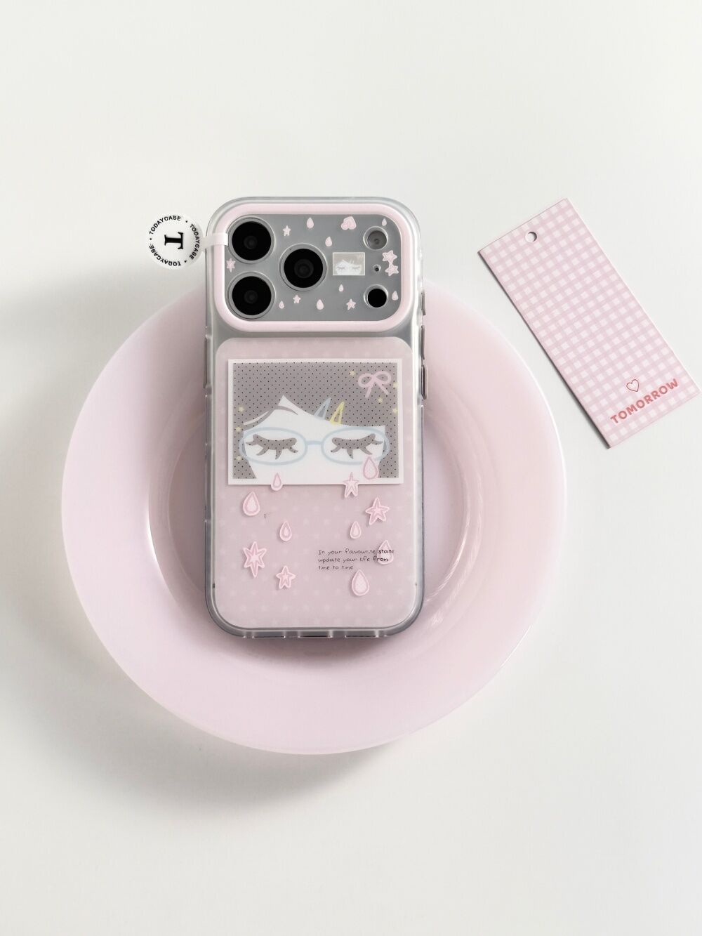 西多士可爱粉底泪珠女孩适用苹果17pro双层iphone16磨砂15少女心手机壳