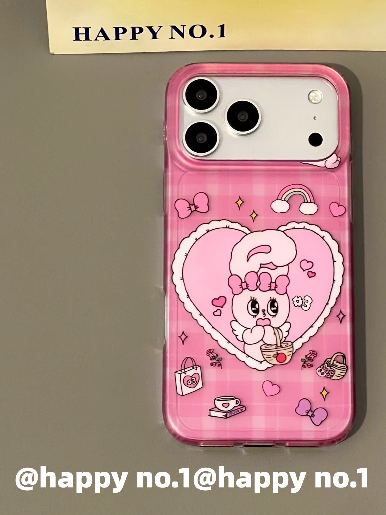 西多士卡通粉格纹爱心艾斯乐小兔适用苹果iPhone手机壳防摔双层全包17