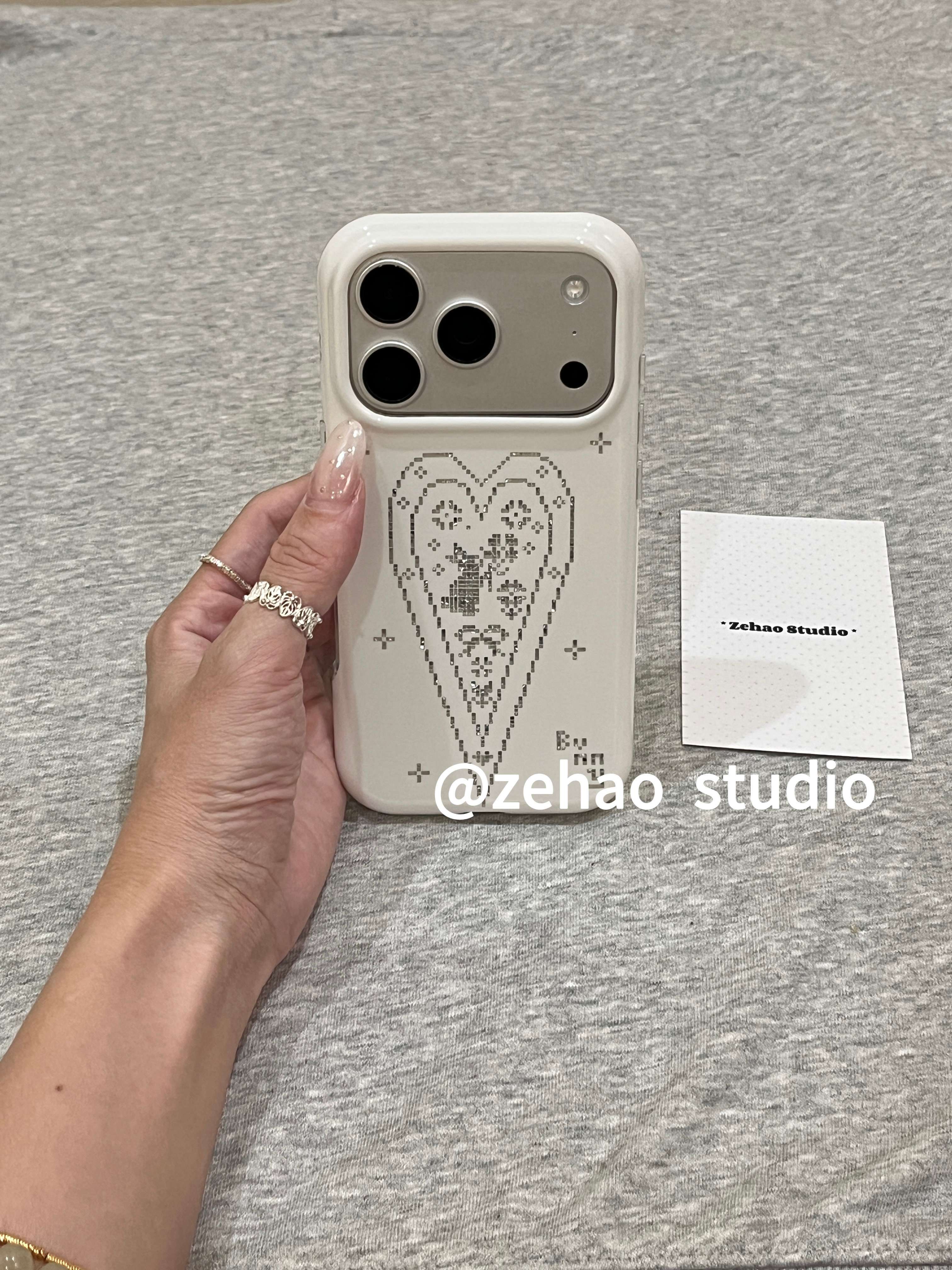 西多士韩系银爱心兔子花朵适用苹果17pro双层iphone16亮面15小众手机壳