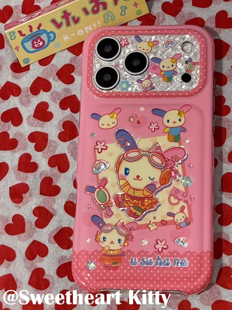 西多士ins古早粉色镭射可爱彩虹兔适用iphone17promax苹果16手机壳15女