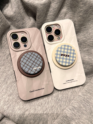 西多士ins韩系纯色纹理感适用于苹果16promax可爱iphone14苹果15pro磁吸支架13