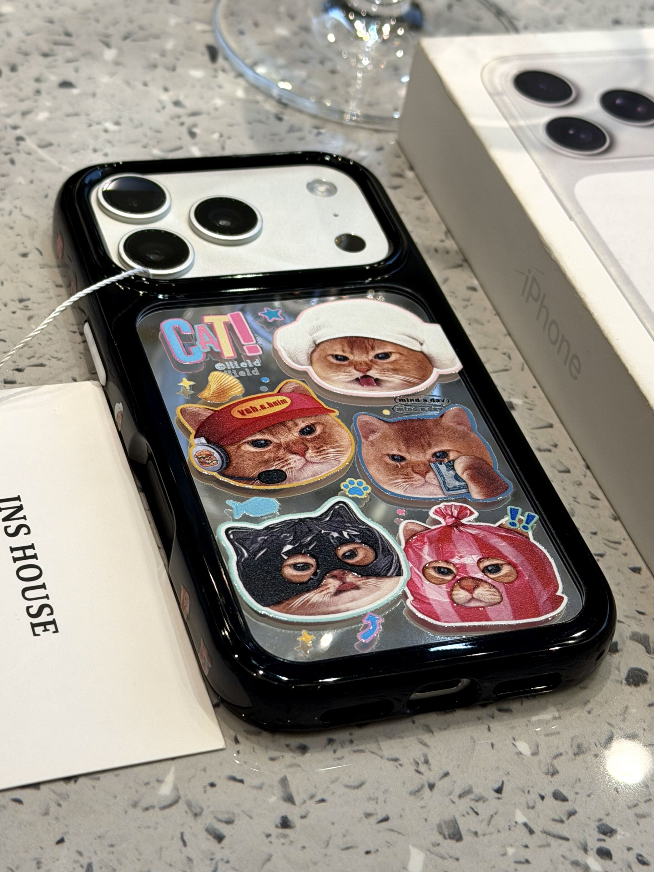西多士适用于iphone17promax手机壳萌系16pm镜面爪印塑料袋造型小橘猫15