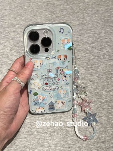 西多士棉花糖喵木马贴纸适用于苹果16promax手机壳iphone15/14/13少女