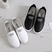 春秋新款 运动休闲平底低帮防滑耐磨软底妈妈女单鞋 PU皮面韩版 潮鞋