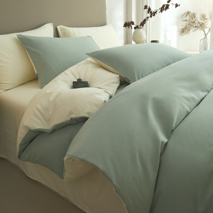 高端100S双拼磨毛全棉四件套纯棉床单被套床笠三件套轻奢秋冬床品