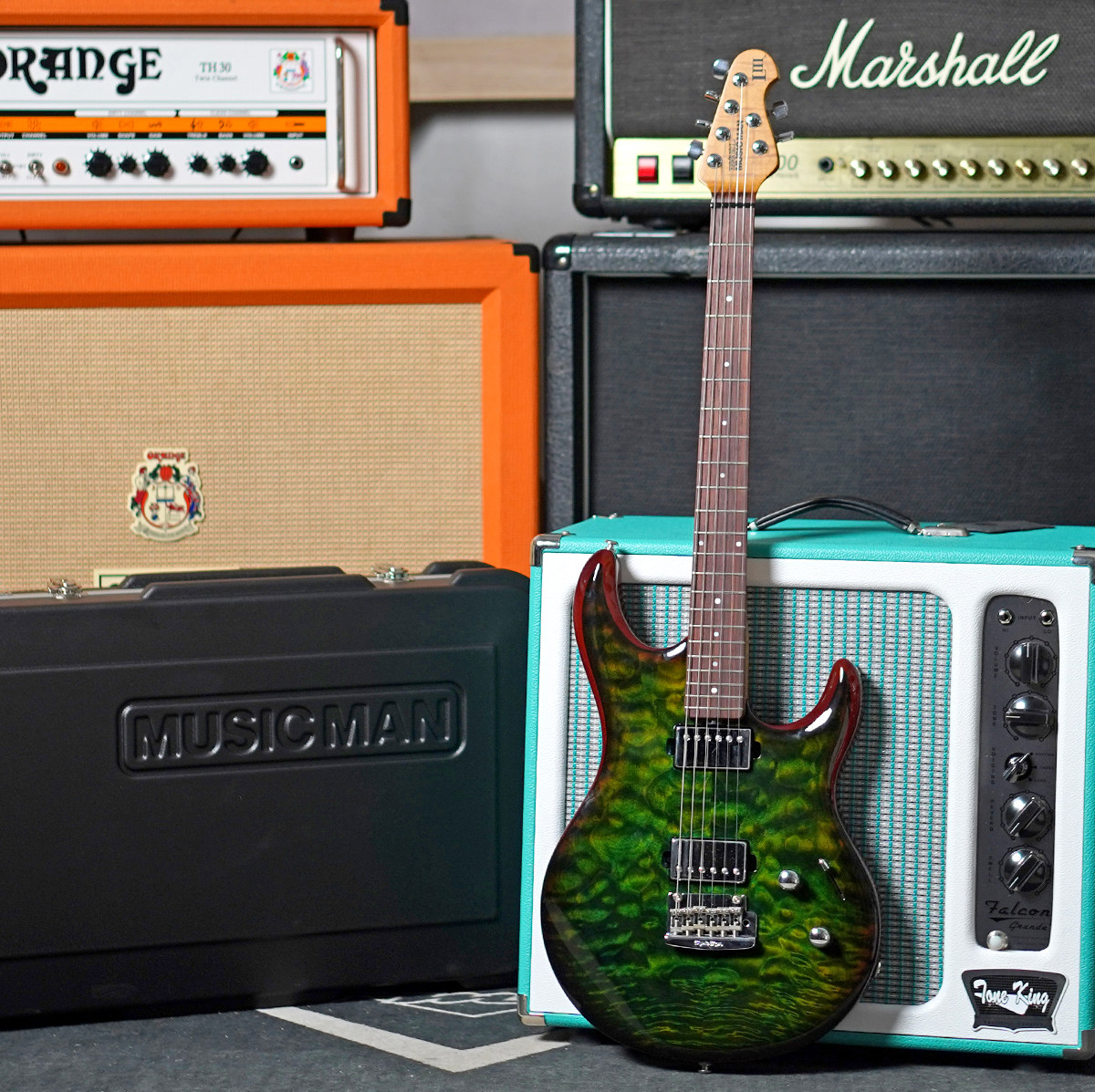 【琴庐乐器】MusicMan Luke L-III3 HH 绿色絮状枫木电吉他现货