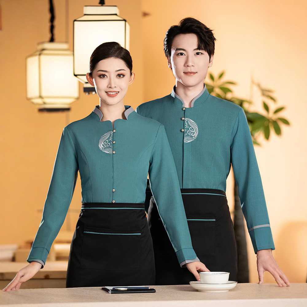 饭店服务员工作服餐饮女长袖酒店