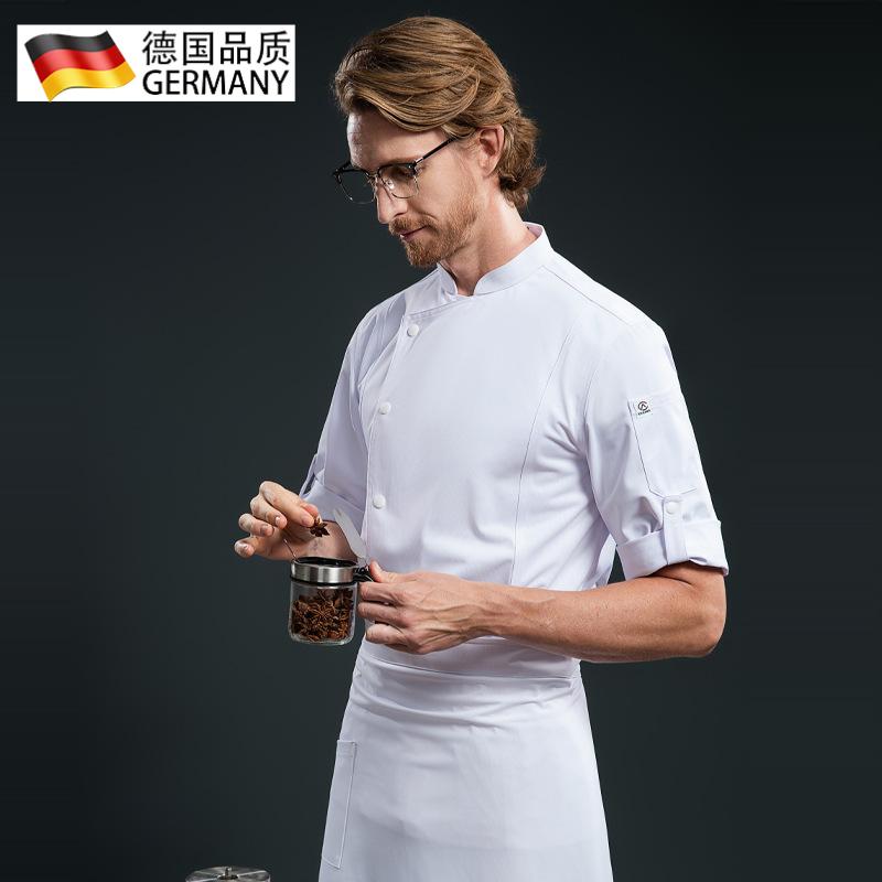 厨师服七分调节袖白色中西餐高档