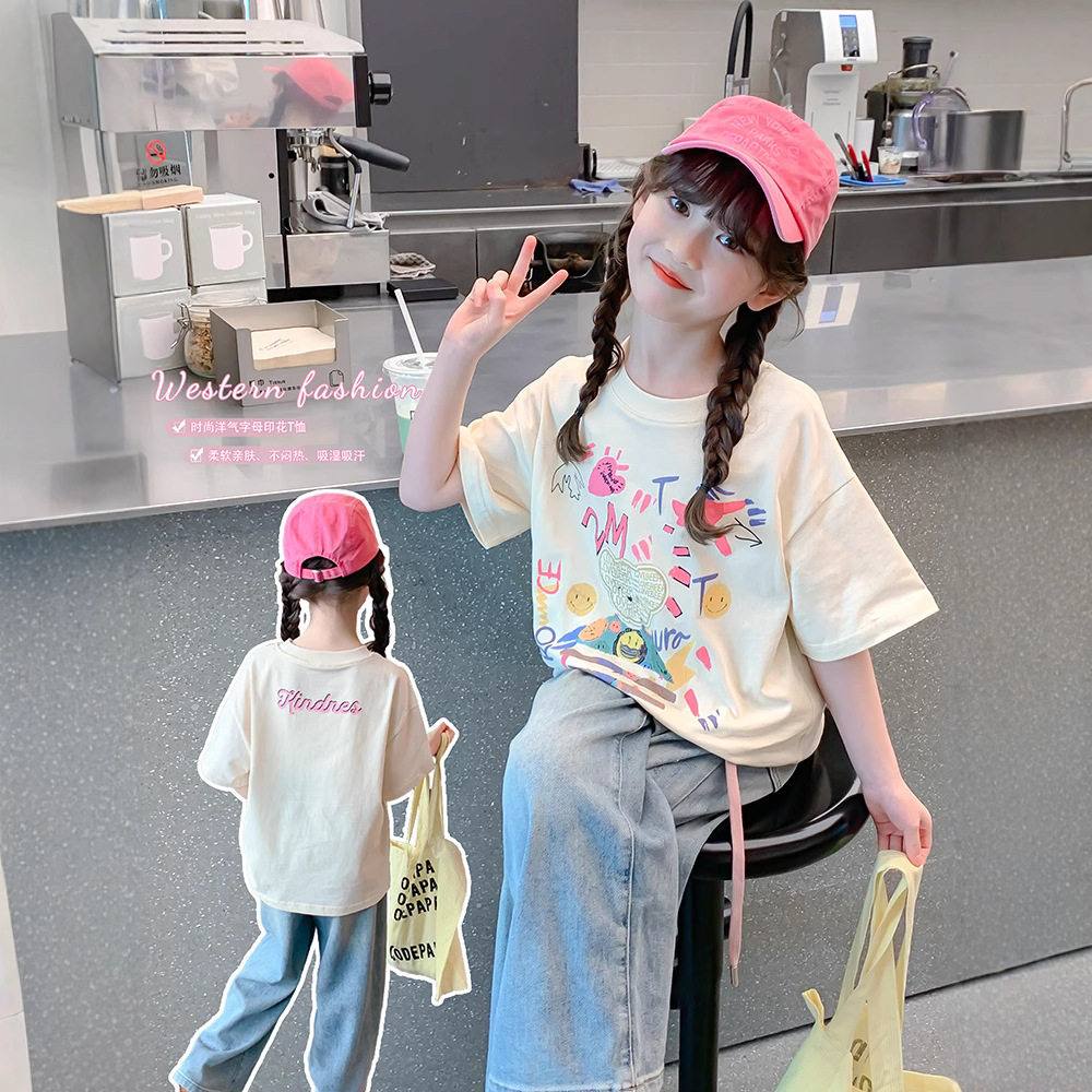 女童纯棉短袖T2026新款儿童夏季
