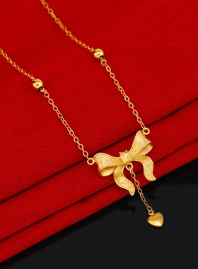 网红元气少女可爱风蝴蝶爱心锁骨链小众仙气在逃公主项链沙金吊
