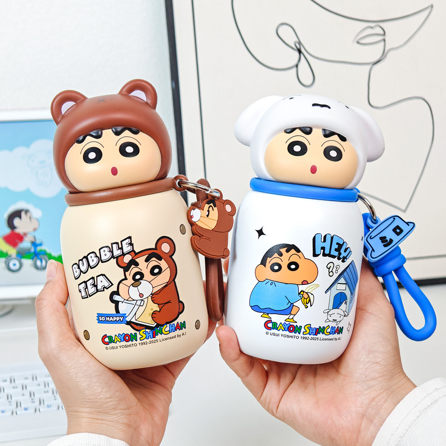 蜡笔小新联名保温杯女生高颜值小巧便携直饮杯子生日礼物2025新