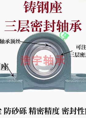 铸钢三层密封免维护UCP305 306 307 308 309 310 311 312 313轴承