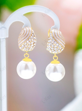 [璀璨星河]2025法式满天星镶钻珍珠耳钉小香风设计感珍珠耳环486