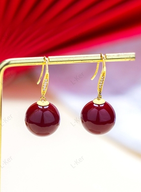 【红绣球】2025新年红色经典满钻珠珠流苏时尚感女士气质耳环1253