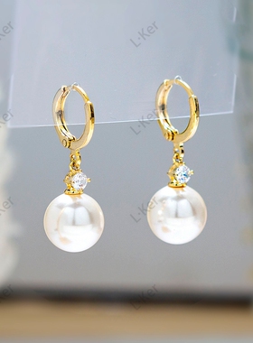 [明星同款]2026法式流行白月光珍珠耳坠亦菲同款满钻轻奢耳环1371