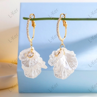 [白玉兰]2025繁花似锦超仙花朵满钻耳圈经典兰花温柔气质耳坠1385