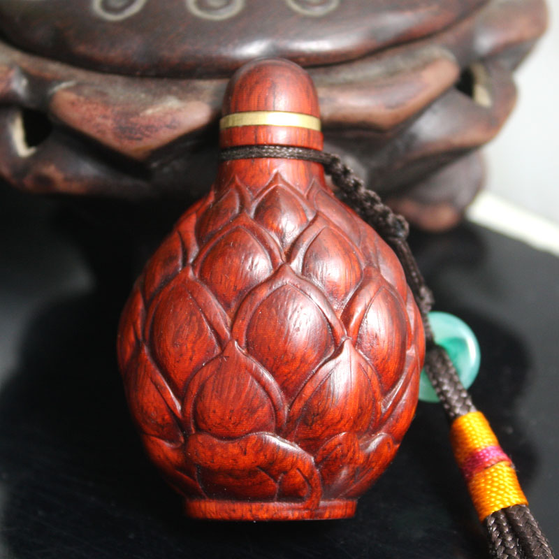 祥令德紫檀莲花鼻烟壶佛信物吉祥物挂饰礼物平安符双十一上新中国