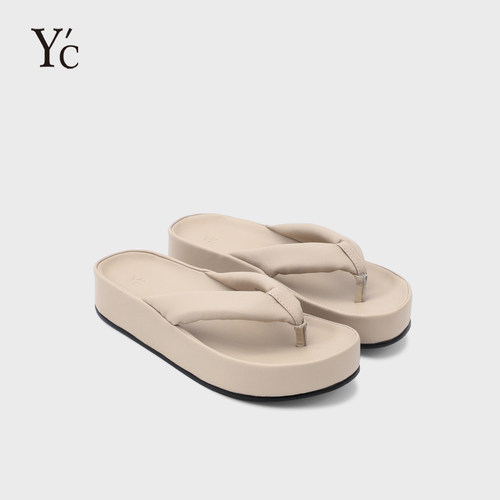 YC夏季厚底增高夹趾人字拖女