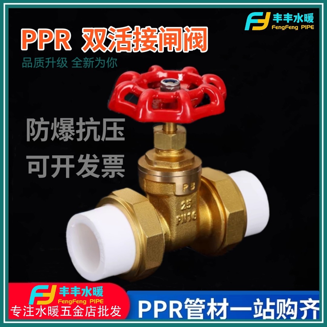 闸阀4分20ppr全铜球阀自来水双活接截止热熔阀门开关水管管件配件