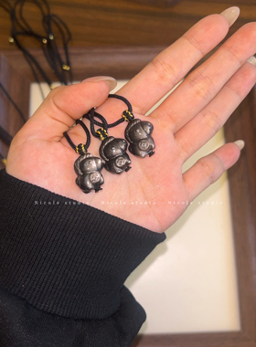 Nicole「馬上有錢」原创银曜石编织挂绳项链马年本命年礼物男女饰