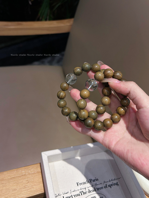 Nicole「空谷幽兰」原创五行手串天然绿檀木绿幽灵手链木属性饰品