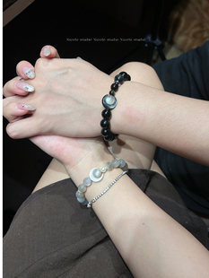 Nicole「月落星沉」原创天然黑曜石月光石手串闺蜜情侣手链礼物饰