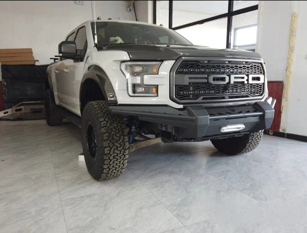 适用于17-20年福特猛禽f150前杠可按绞盘保险杠前防护杠改装配件