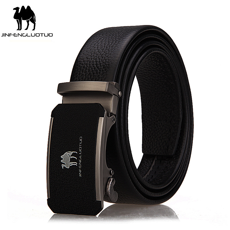 金峰骆驼经典男款自动扣纯牛皮皮带 男士真皮腰带 百搭裤带男