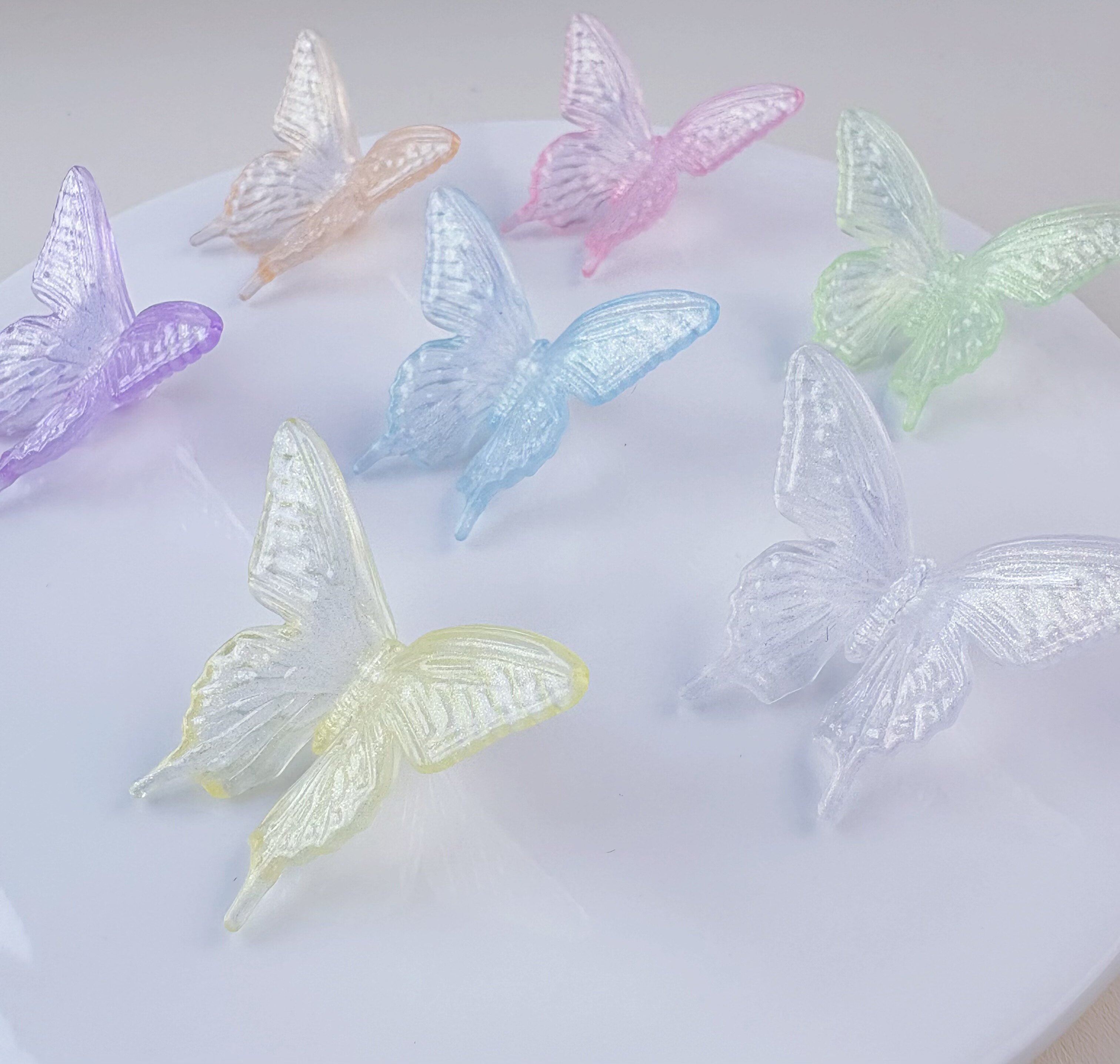 39*33mm鎏金夜光亚克力竖孔燕尾蝶diy饰品发簪头饰手机链车挂配件