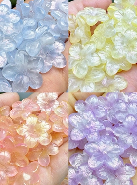 50个立体五瓣桃花中孔22mm琉璃花朵手工diy串珠手链车挂发饰材料