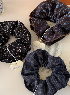 复古碎花大肠发圈女高级感秋冬超大号发绳低丸子马尾头绳网红头饰