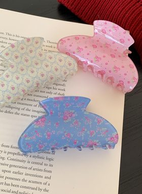 韩系氛围感小碎花抓夹少女百搭半扎发夹后脑勺鲨鱼夹发卡发抓头饰