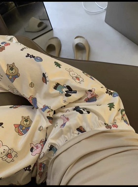 睡裤女夏长裤棉2023新款卡通睡裤松紧腰休闲家居可外穿遛弯裤ins