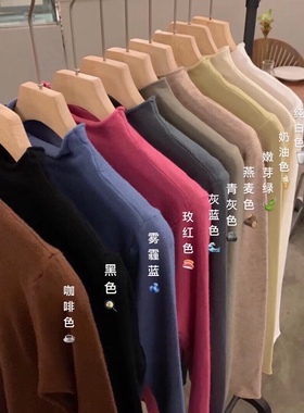 自制羊绒打底衫女2021秋冬韩系ins半高领百搭毛衣修身打底针织衫