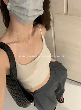 辣妹美背吊带背心女夏网红爆款冰感短款露背内搭上衣冰丝遮副乳