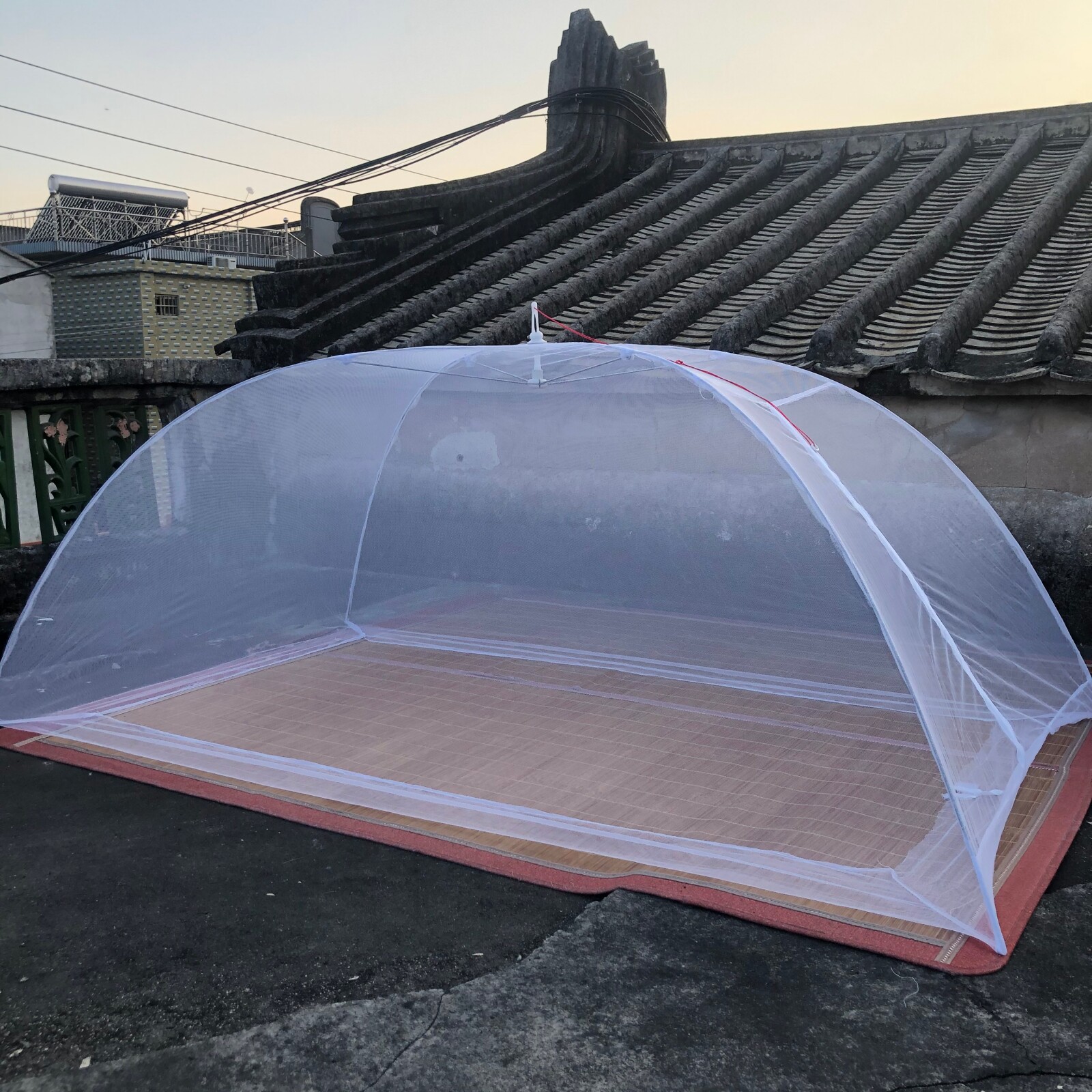懒人打地铺蚊帐学生免安装通用90宽蓝色单门伞型无底拉链宿舍蚊帐