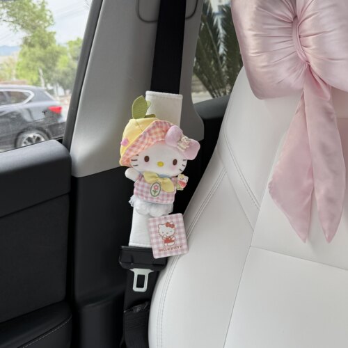 正版郁金香站姿kitty毛绒公仔汽车安全带护肩套车内卡通玩偶送礼
