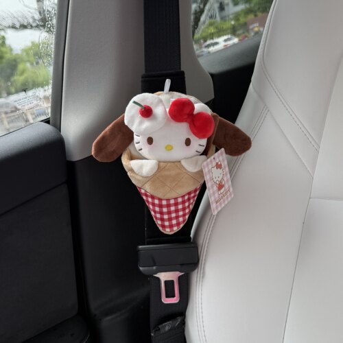 正版樱桃小狗可丽饼kitty毛绒公仔汽车安全带护肩套车内卡通玩偶