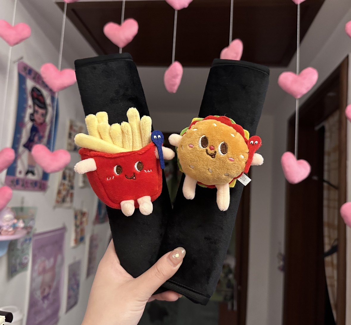 汉堡薯条汽车安全带护肩套可爱创意卡通保险带套防勒脖车内装饰品,汽车用品/电子/清洗/改装,手刹套/档把套/套饰套装,淘宝优惠券,粉丝福利购,淘宝优惠卷