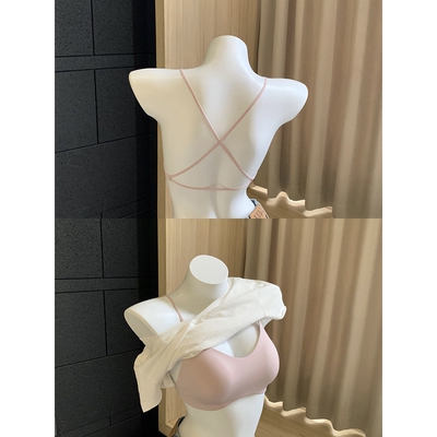 罗丽丝细肩带无痕内衣女夏季薄款凉感交叉美背吊带文胸一体背心20