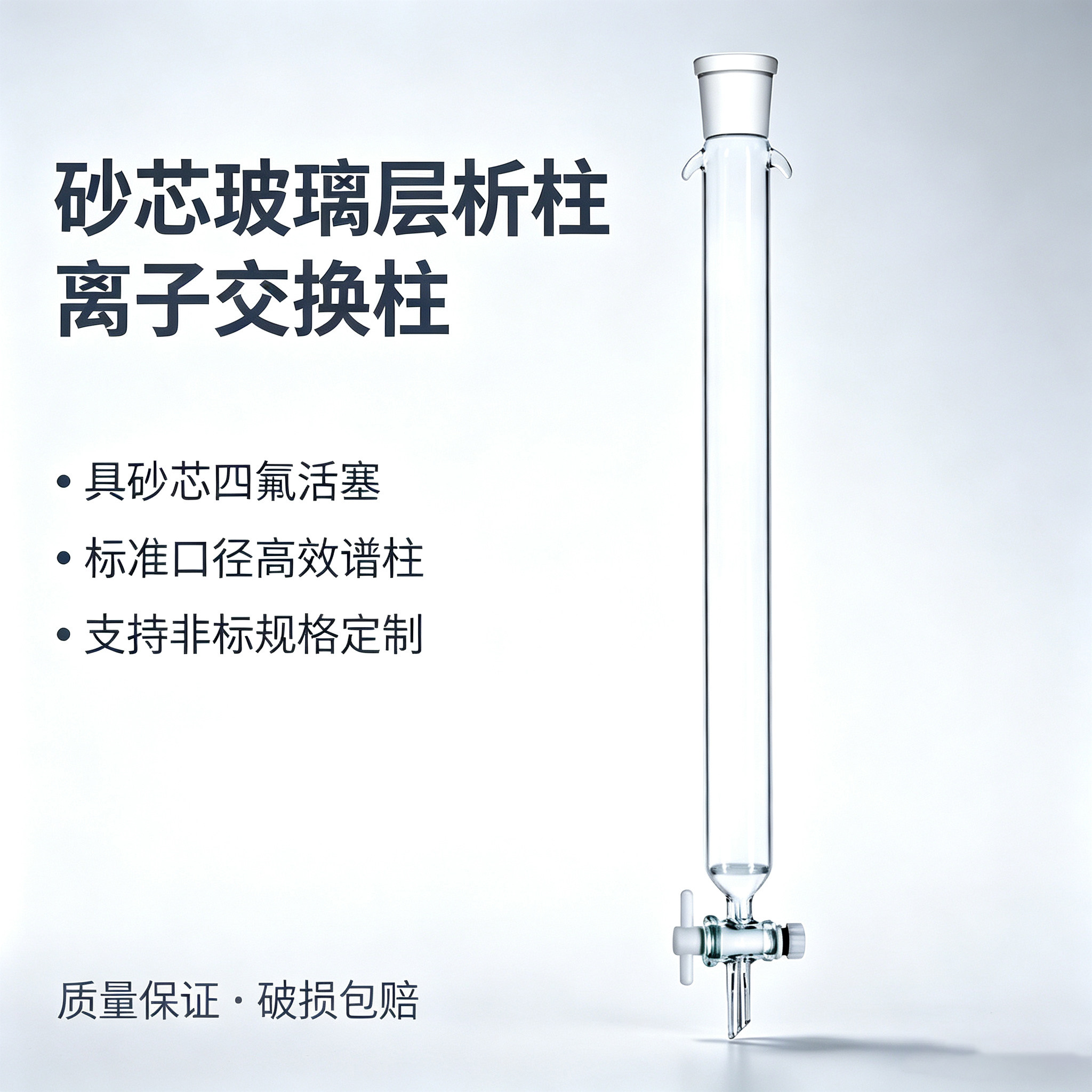层析柱具砂芯玻璃离子交换过滤柱 标口硅胶四氟活塞色谱柱可定制图片